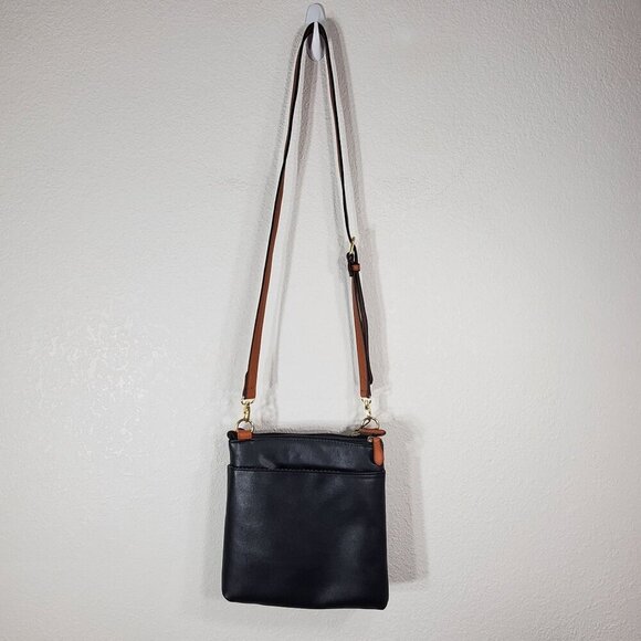 U.S. Polo Assn. Black & Tan Crossbody Bag Purse Embossed Logo & Adjustable Strap - Picture 10 of 12